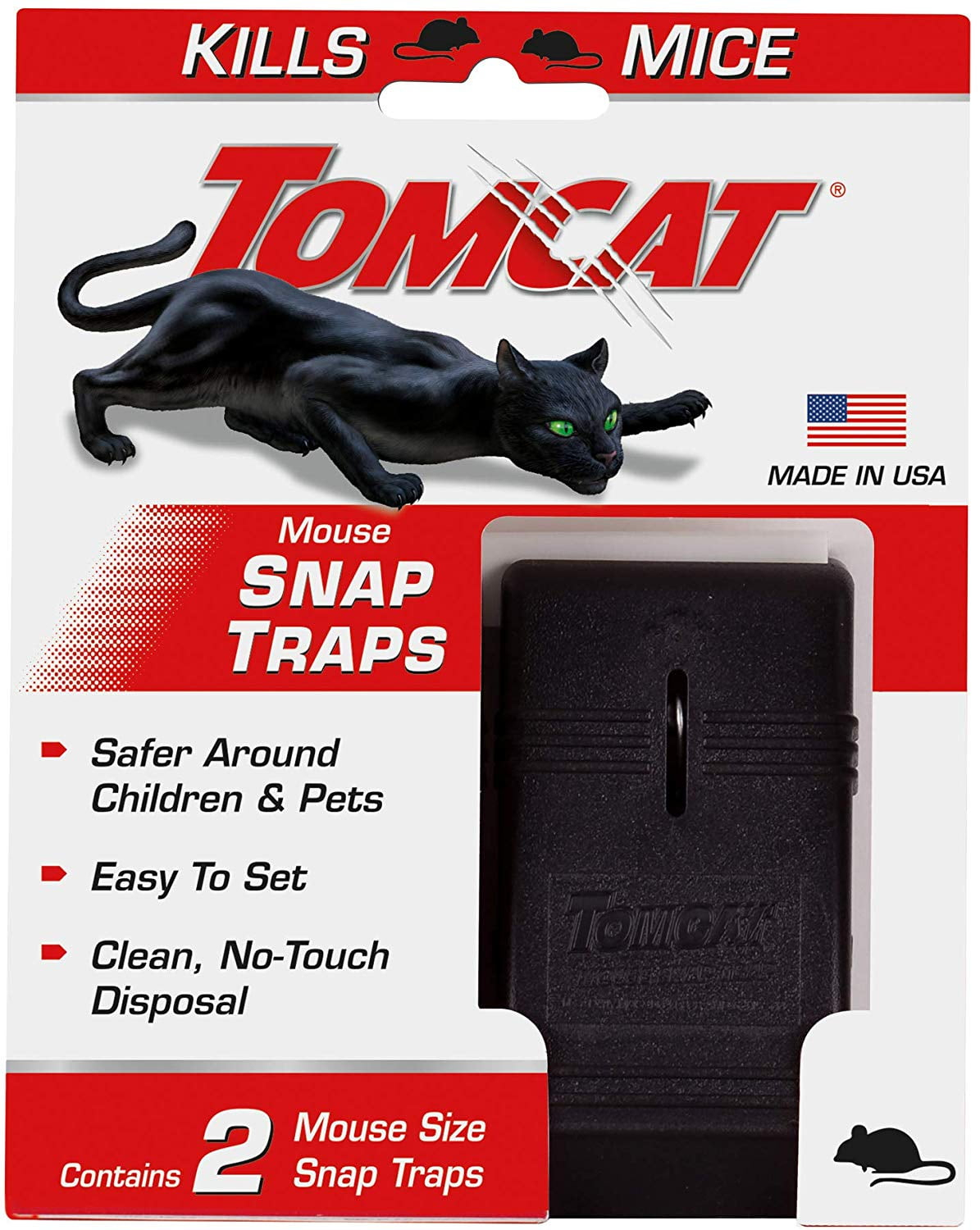 (2 pack) Tomcat Mouse Snap Traps, Contains 2 Traps, No-Touch Disposal, Easy to Set