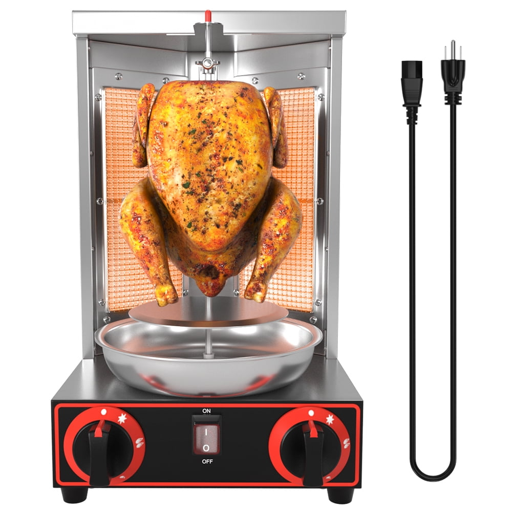 TOPTENG 110V 2000W Commercial Electric Vertical Gas Shawarma Broiler Machine Spinning Doner Kebab Gyro Grill Machine, Rotisserie Doner Kebab Gyro Grill Device for Restaurant Dinner Home Kitchen