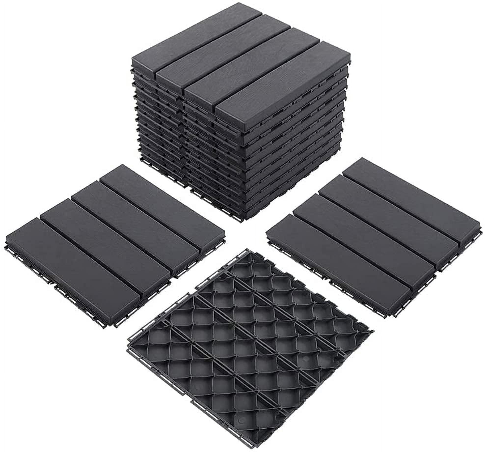 TOTAL Outdoor Living 12" x 12" Composite Deck Tiles,27 Pack Interlocking Plastic Flooring for Patio, Deck,and Outdoor Spaces, Dark Grey