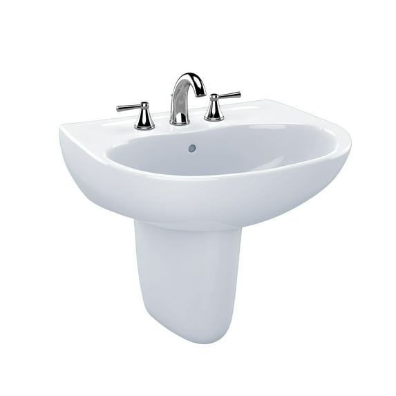 Supreme® Vitreous China U-Shaped Wall Mount Bathroom Sink with Overflow