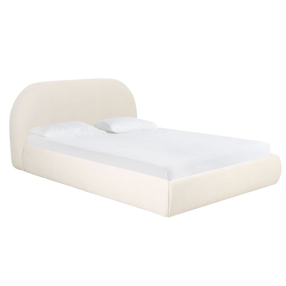 TOV Furniture Bara Cream Textured Velvet UK Super King Bed
