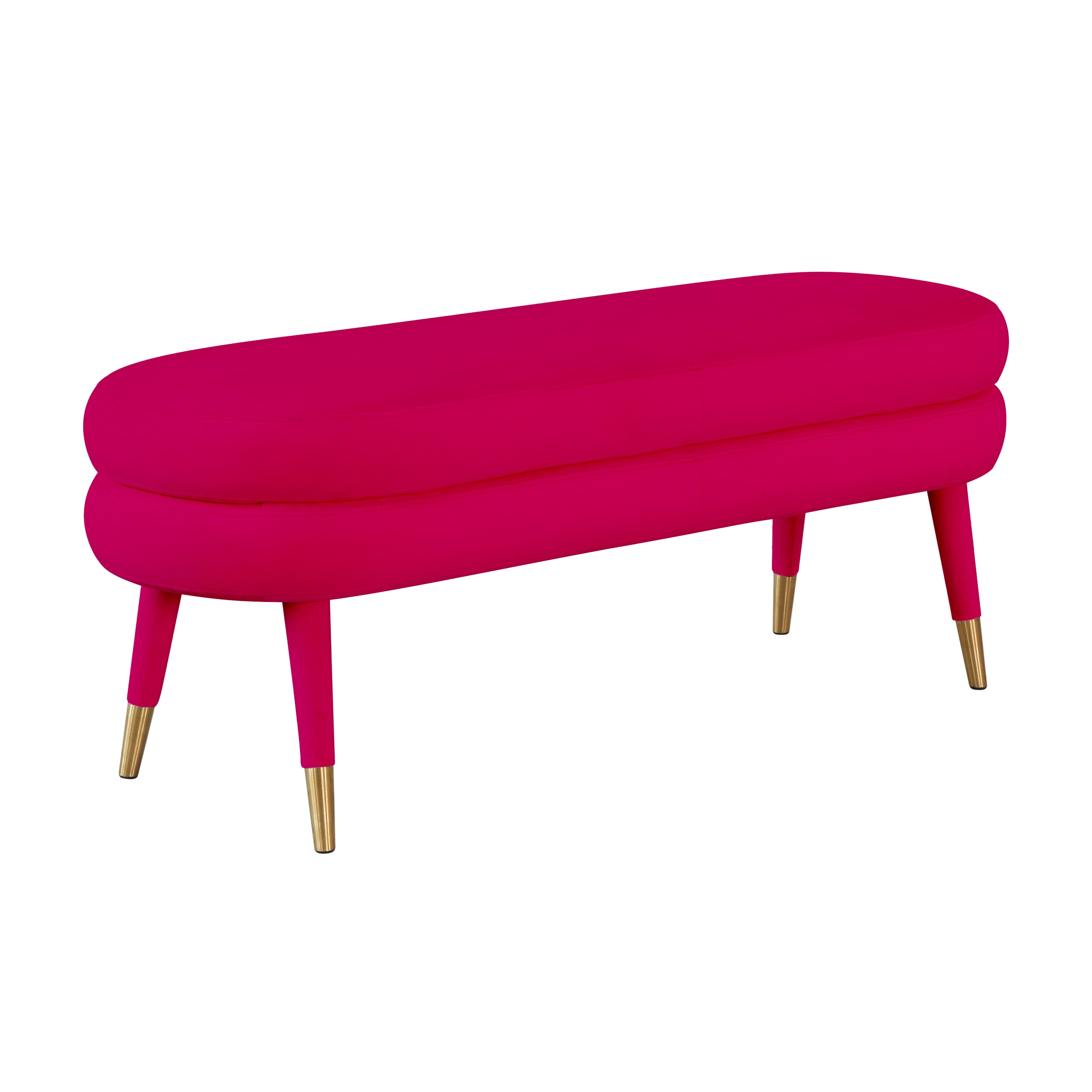 TOV Furniture Betty Pink Velvet Bench with Gold Tipped Legs