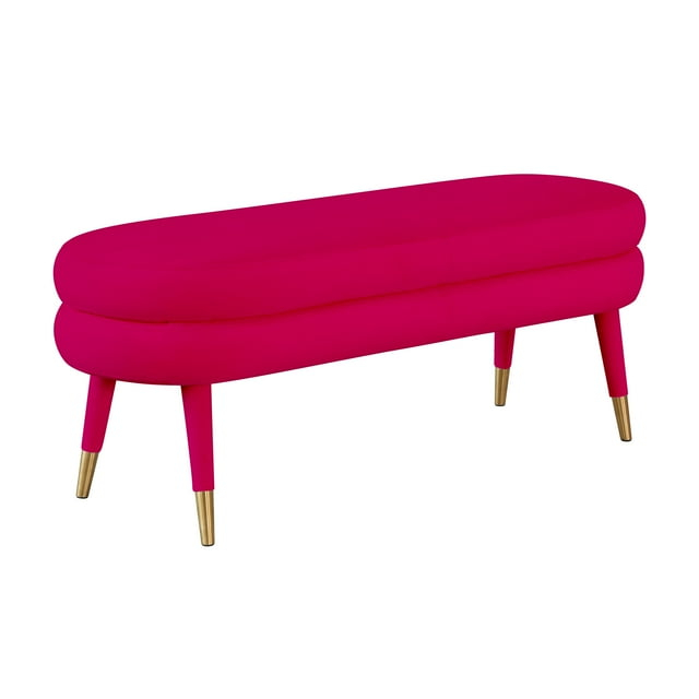 TOV Furniture Betty Pink Velvet Bench with Gold Tipped Legs