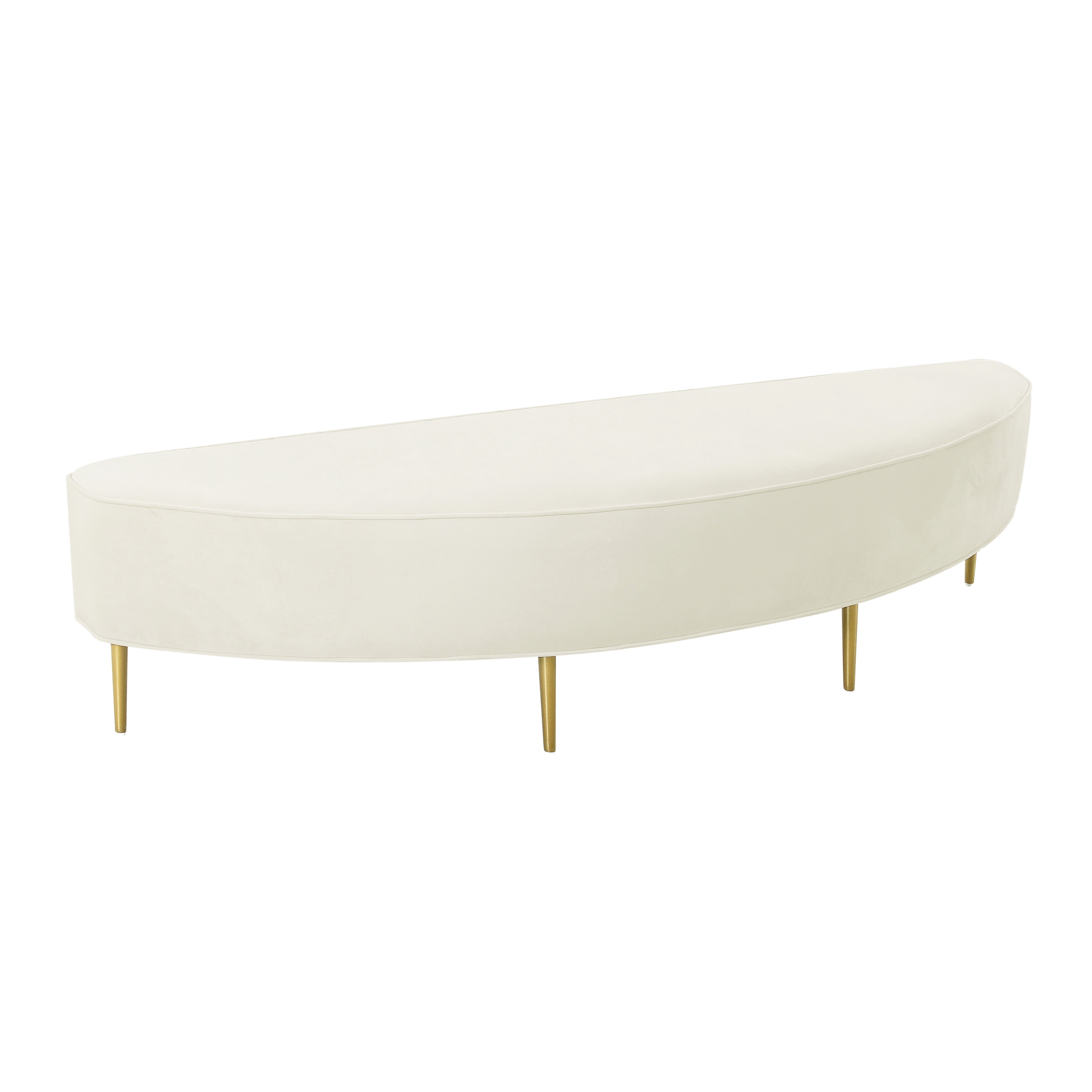Maklaine Modern Contemporary Cream Finish Velvet Queen Size Bench