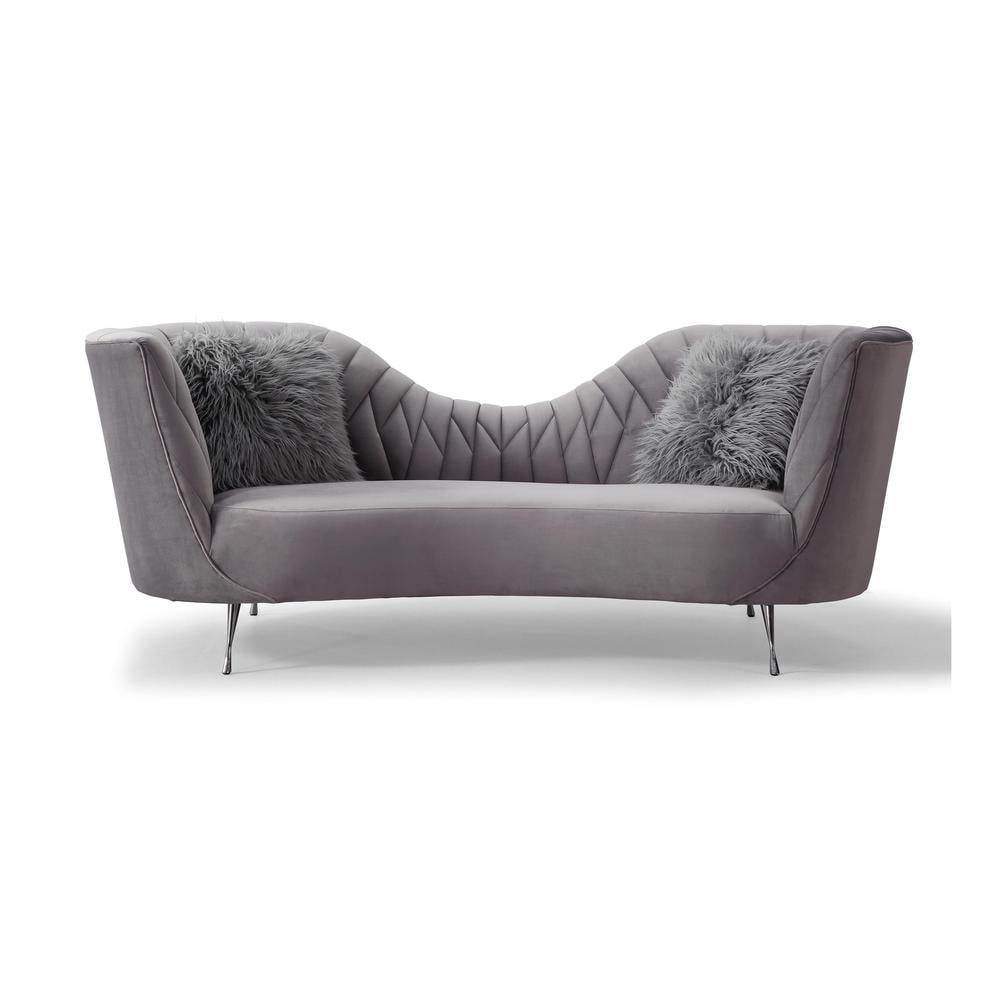 TOV Furniture Eva Grey Velvet Sofa