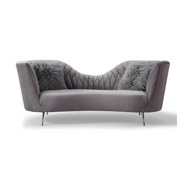 TOV Furniture Eva Grey Velvet Sofa