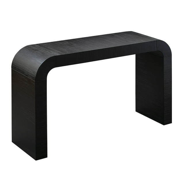 Maklaine Contemporary 31.9"H Acacia Wood Console Table in Black