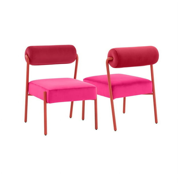 TOV Furniture Silla de Comedor Jolene de Terciopelo Rosa Intenso - Juego de 2