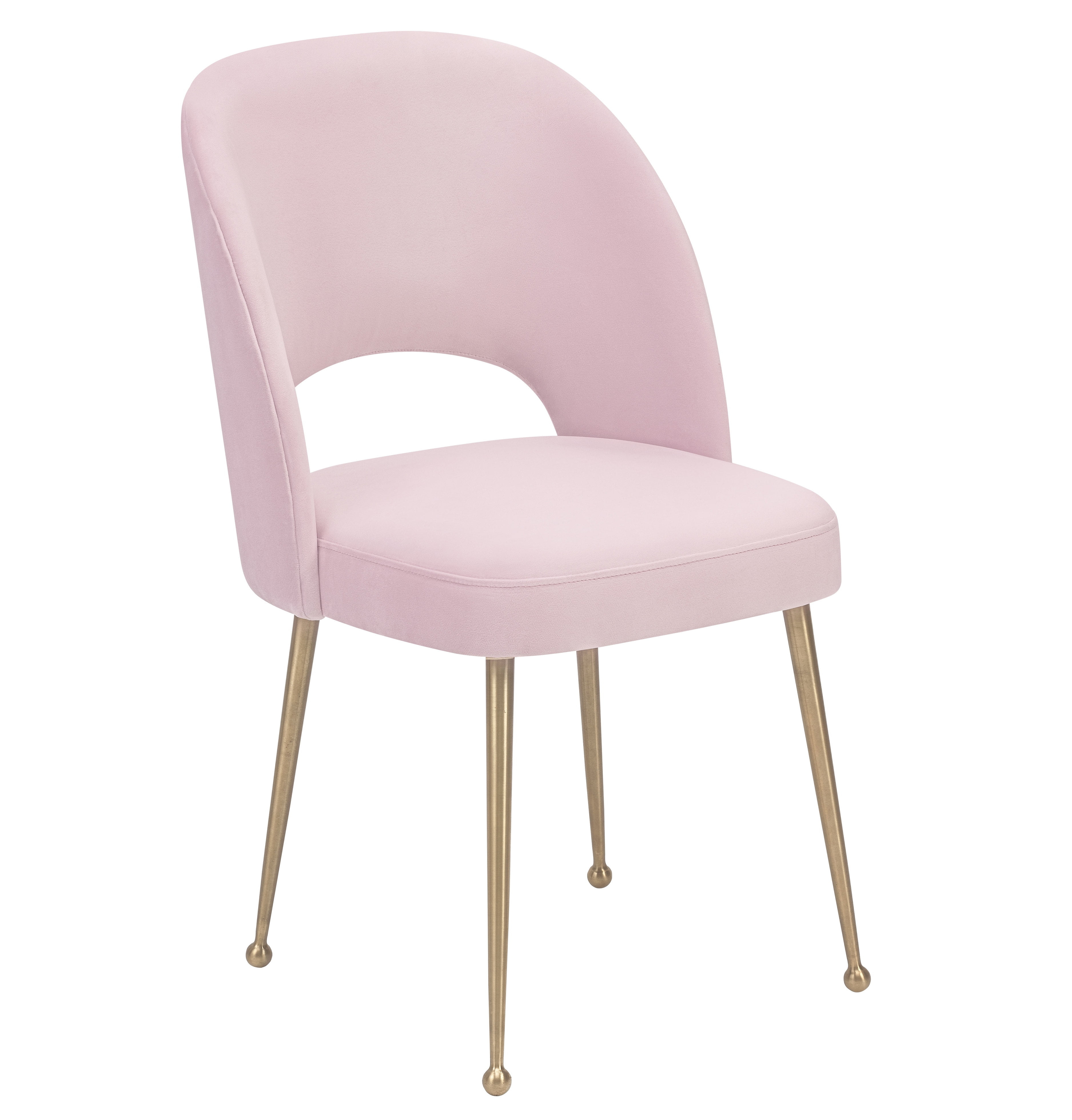 TOV Furniture Swell Blush Velvet Chair with Gold Steel Legs