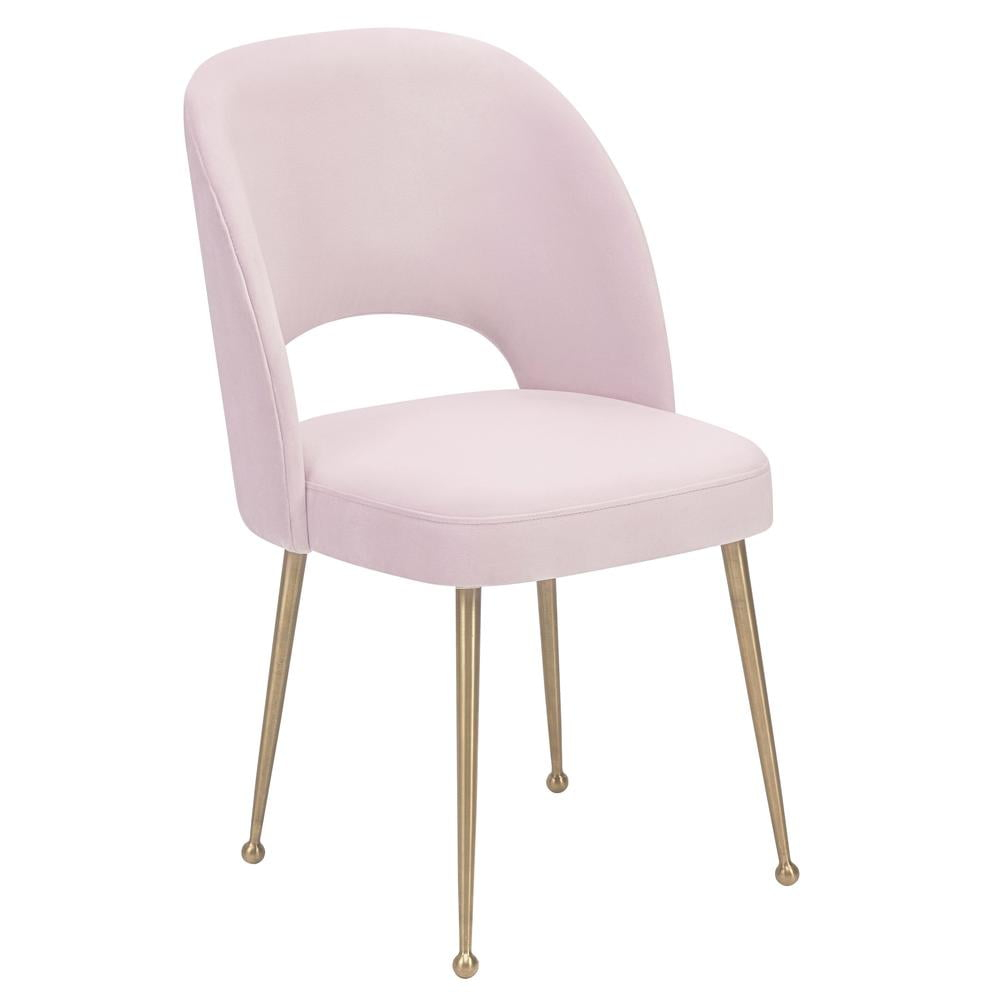 TOV Furniture Swell Blush Velvet Chair with Gold Steel Legs