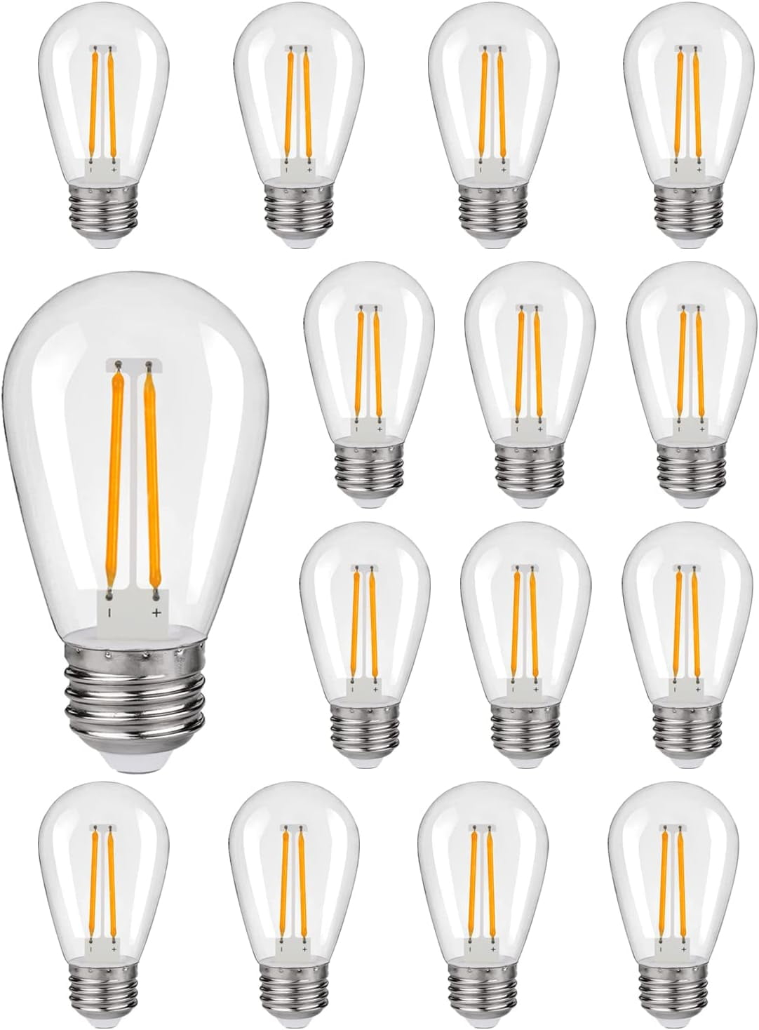 Svater Replacement Bulbs for Outdoor String Lights, 15 Pack S14 LED Bulbs for Patio, E26 Base 1W Bulb Equal to 11W Incandescent, Dimmable,Shatterproof 2700K Warm White