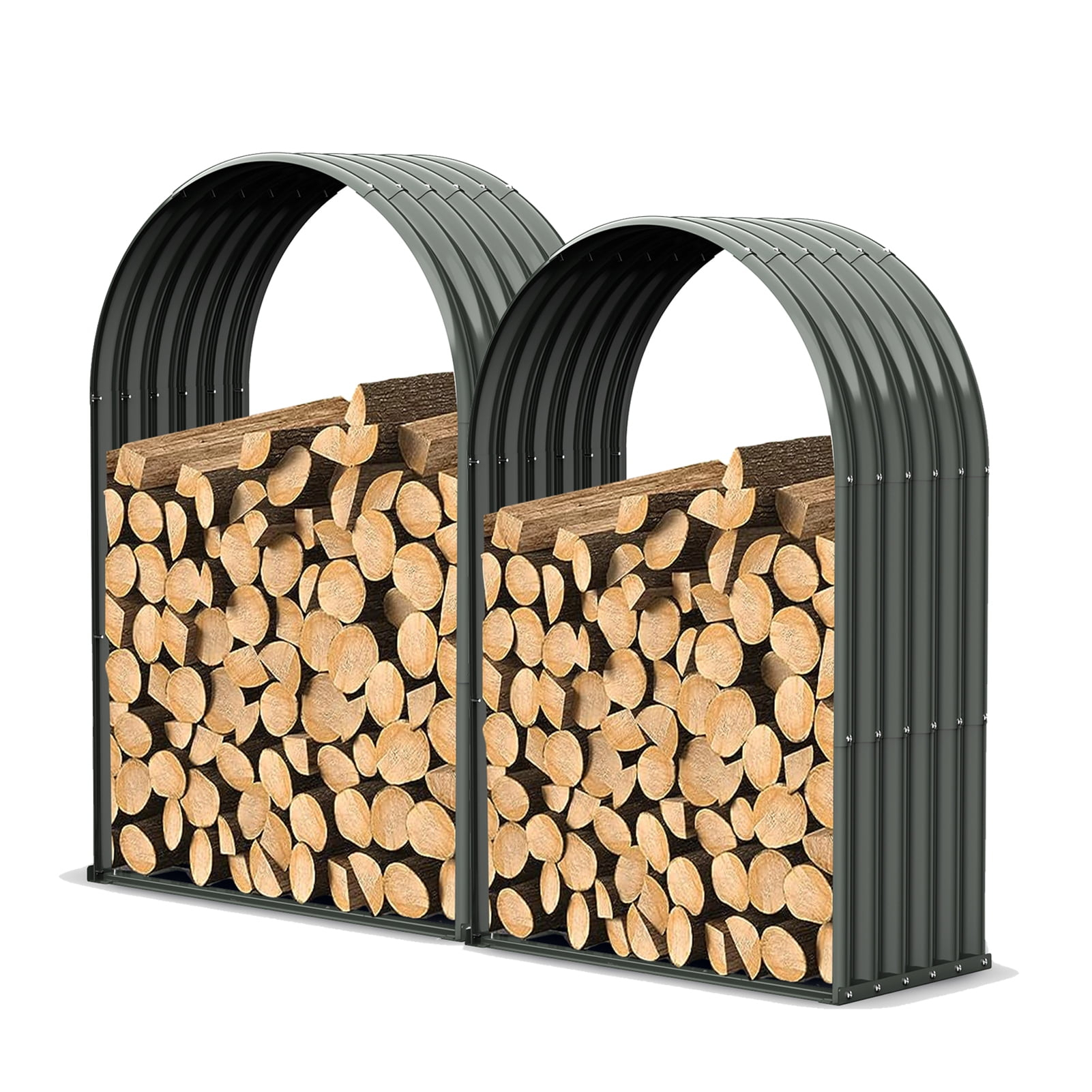 TRAMULL Heavy Duty Log Holder Galvanized Steel Firewood Storage with Assembly Kit