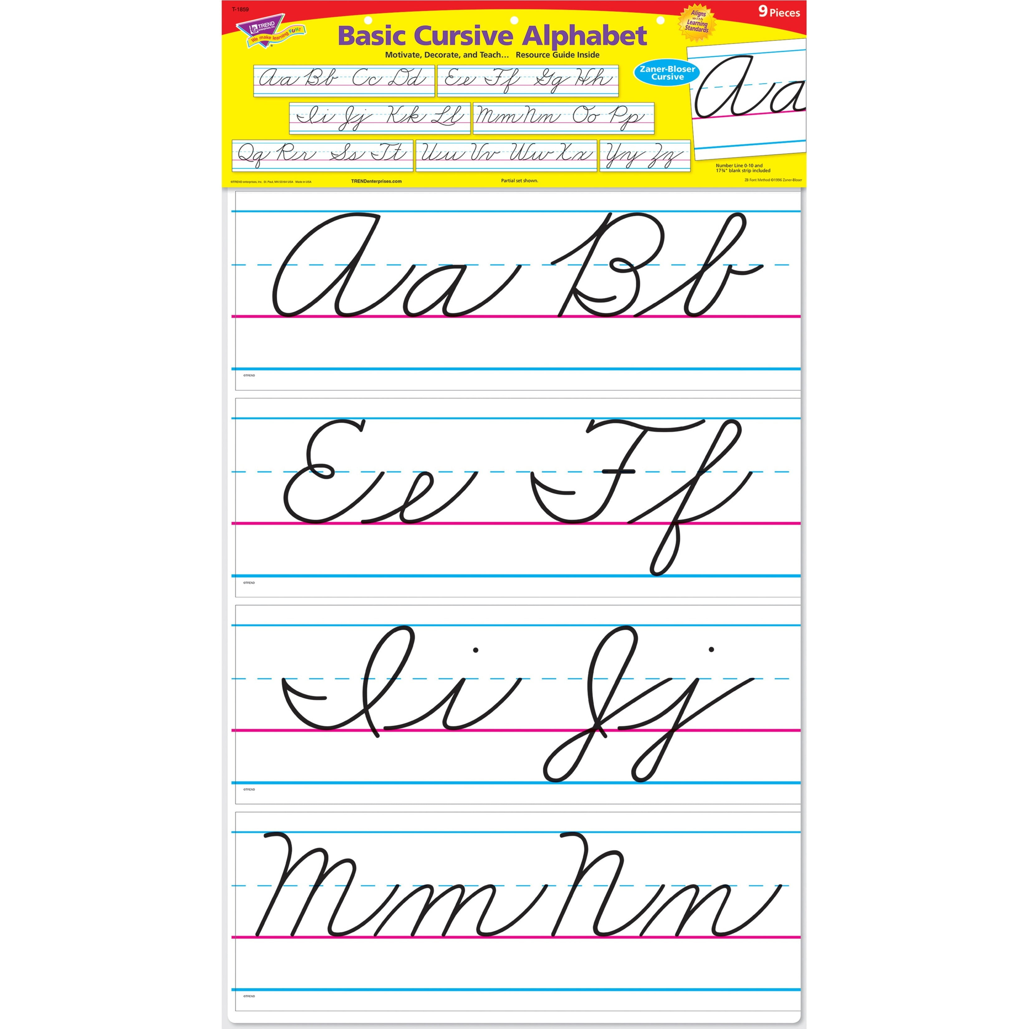 TREND Basic Alphabet Zaner-Bloser Cursive Bulletin Board Set