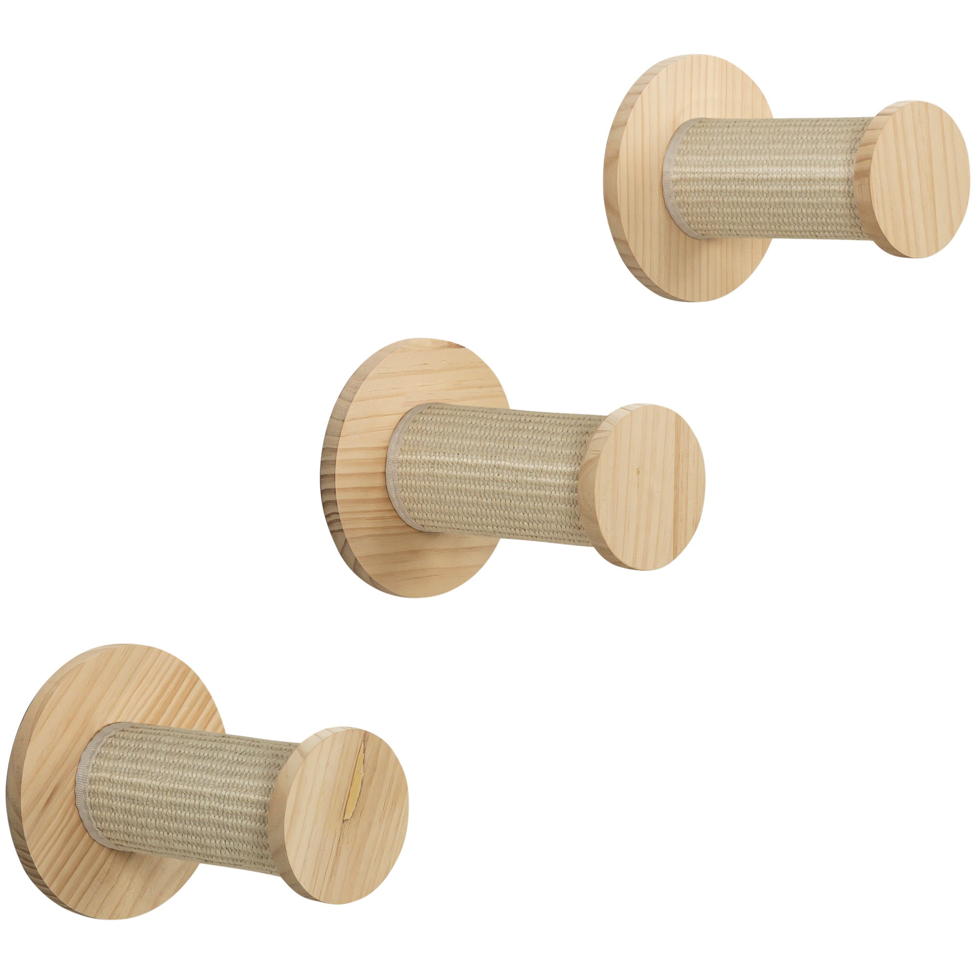 TRIXIE Wall Set 3 Multi-Level Wall Mounted Cat Perch System with 3 Sisal Posts, Natural