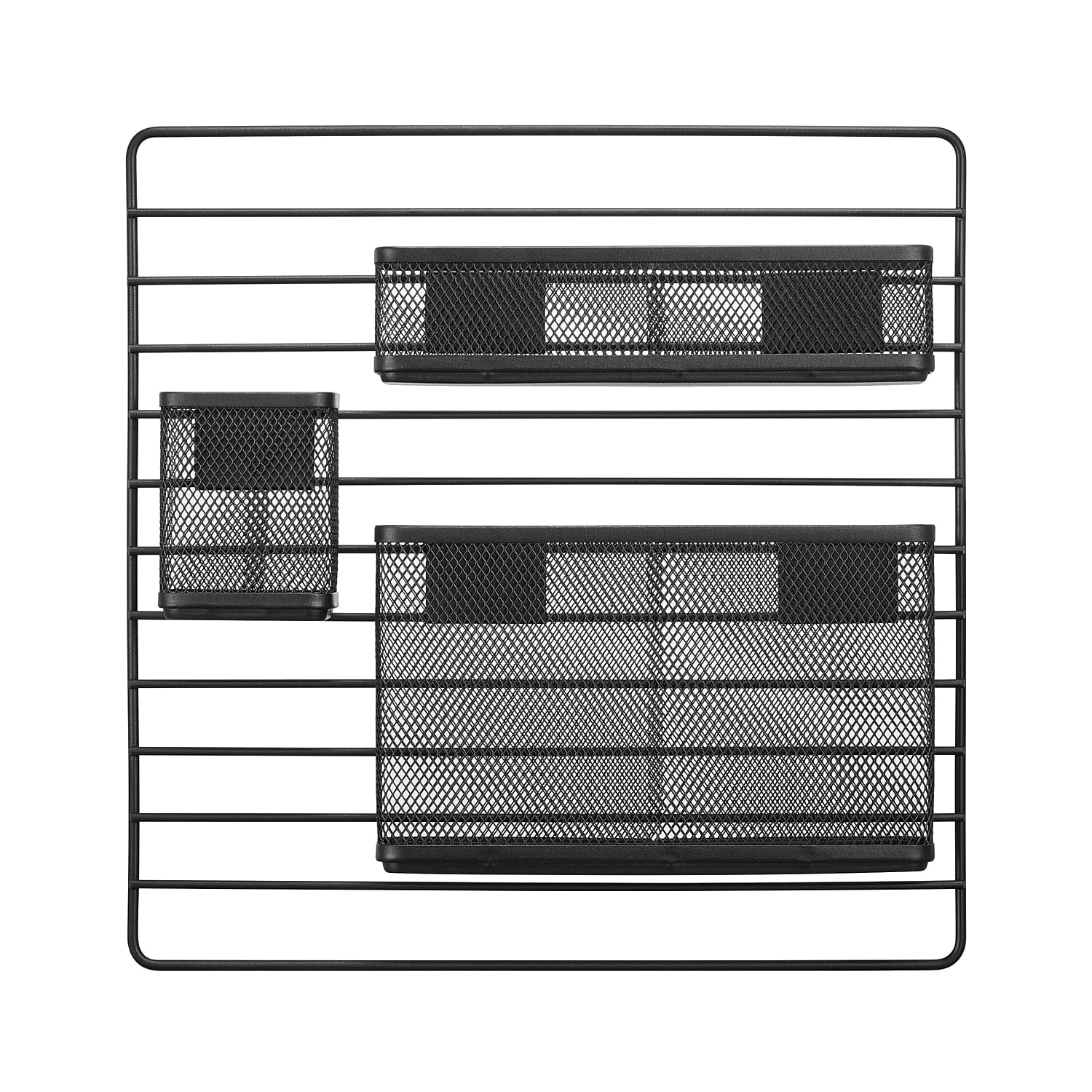 TRU RED 3-Compartment Metal Mesh Wall Organizer Black (TR61967)