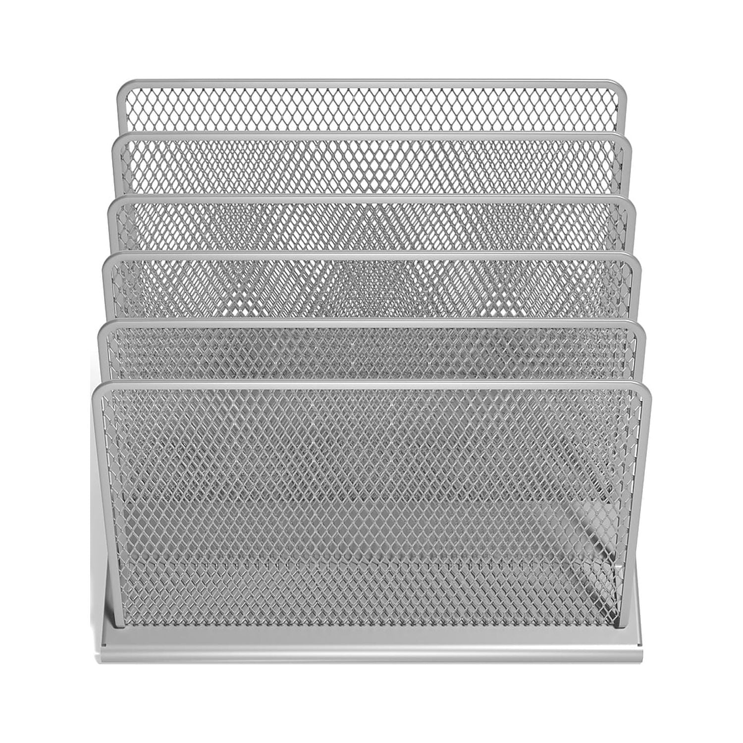 TRU RED 5 Compartment Wire Mesh File Organizer Silver TR57555-CC