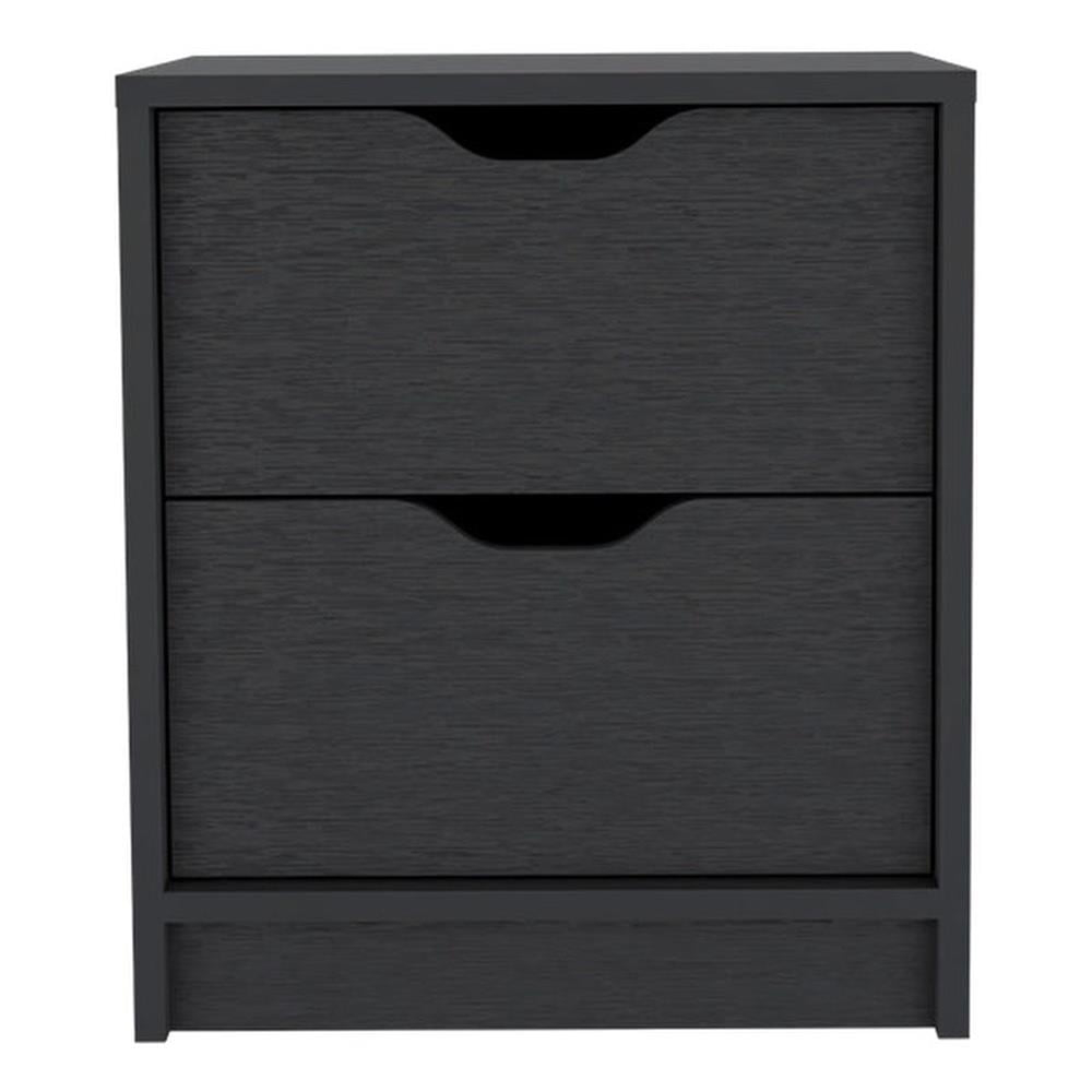 TUHOME Basilea 2 Drawers Nightstand Engineered Wood Nightstands in  Black