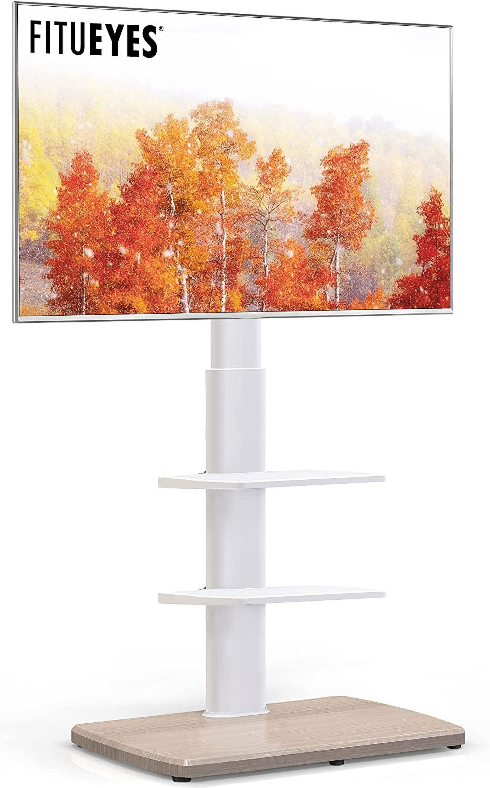 TV Stand for 32 39 40 43 49 50 55 60 65 70 Inch TVs Tall Floor TV Stands with Sturdy Wood Base Universal Corner Stand for Flat Panel Screen TVs Height Adjustable Shelves White…