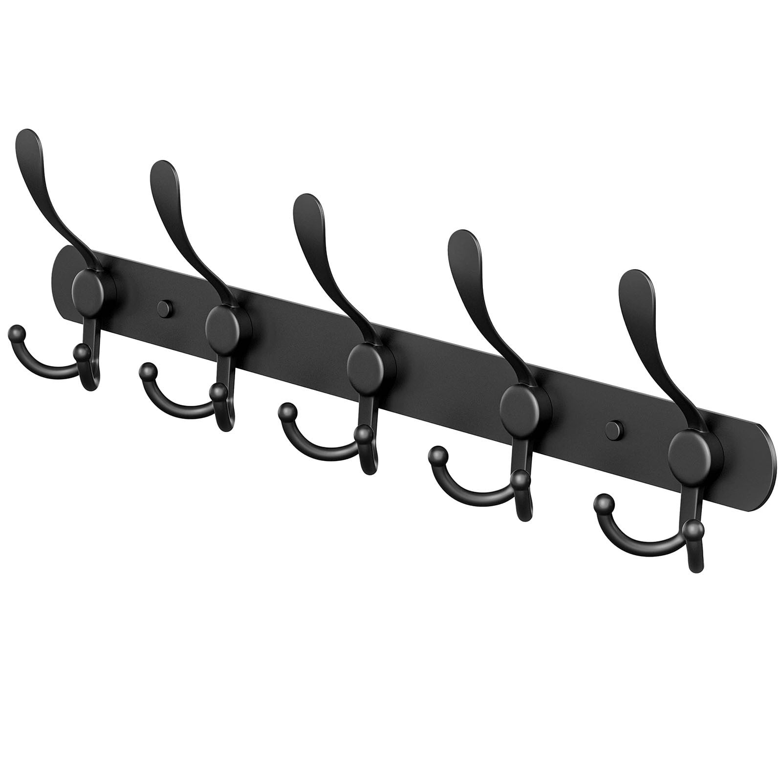 TWCTUWEN Black Coat Rack Wall Mounted Heavy Duty Stainless Steel Finish Wall Hook Rack 5 Tri Coat Hooks For Hanging Towels Bags Hat Bathroom Entryway Metal Peg Board Holders Stainless Steel Crab Pot