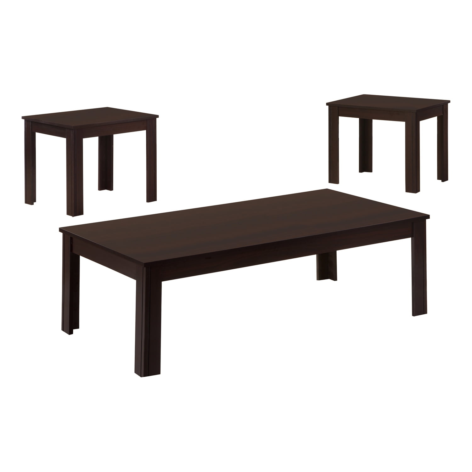 Monarch 3 Piece Contemporary Living Room Table Set, Cappuccino