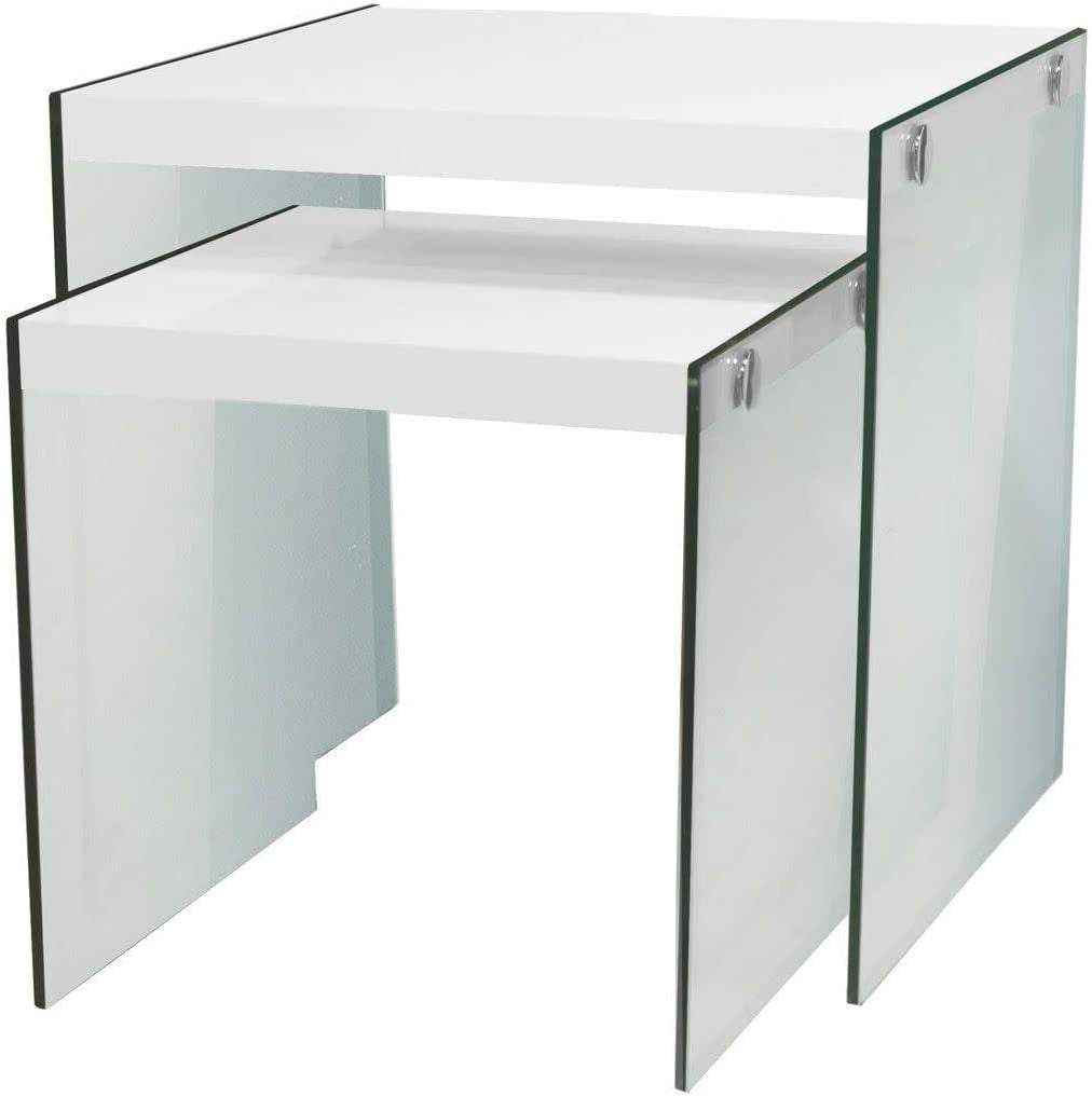 Table, Tempered Glass, Glossy White