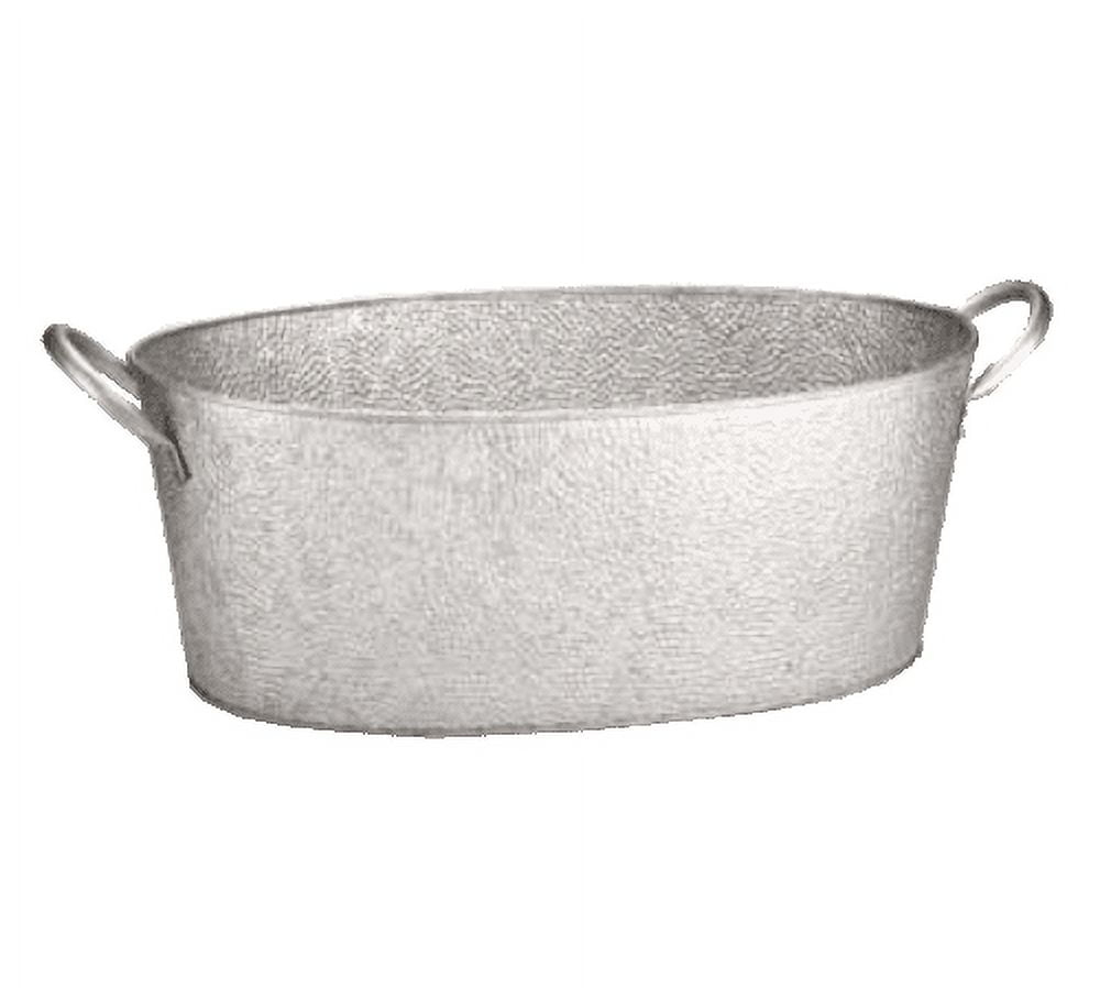 Galvanized Silver Oval Beverage Tub with Handles