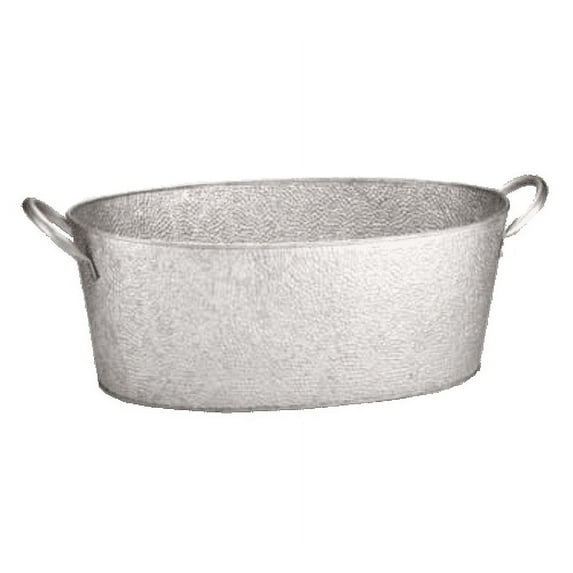 Galvanized Silver Oval Beverage Tub with Handles