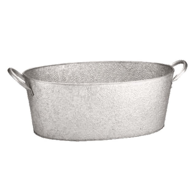 Galvanized Silver Oval Beverage Tub with Handles