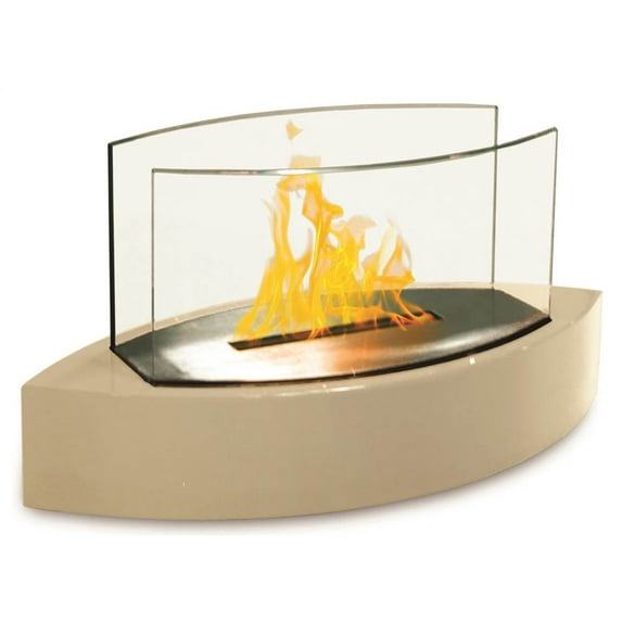 Tabletop Fireplace in High Gloss Beige Finish