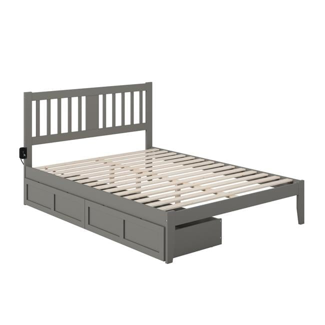 Tahoe Queen Bed with USB Turbo Charger & 2 Extra Long Drawers, Grey