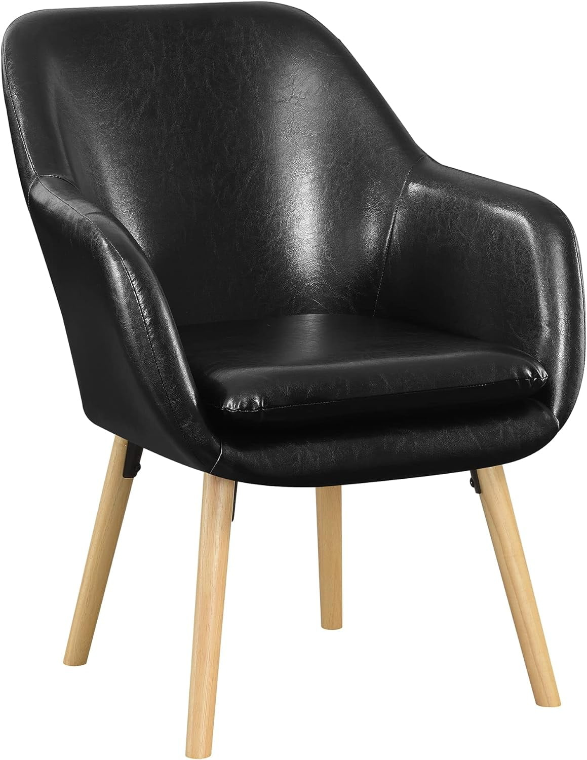 Convenience Concepts Take a Seat Charlotte Wingback Accent Armchair, Black Faux Leather, All Ages