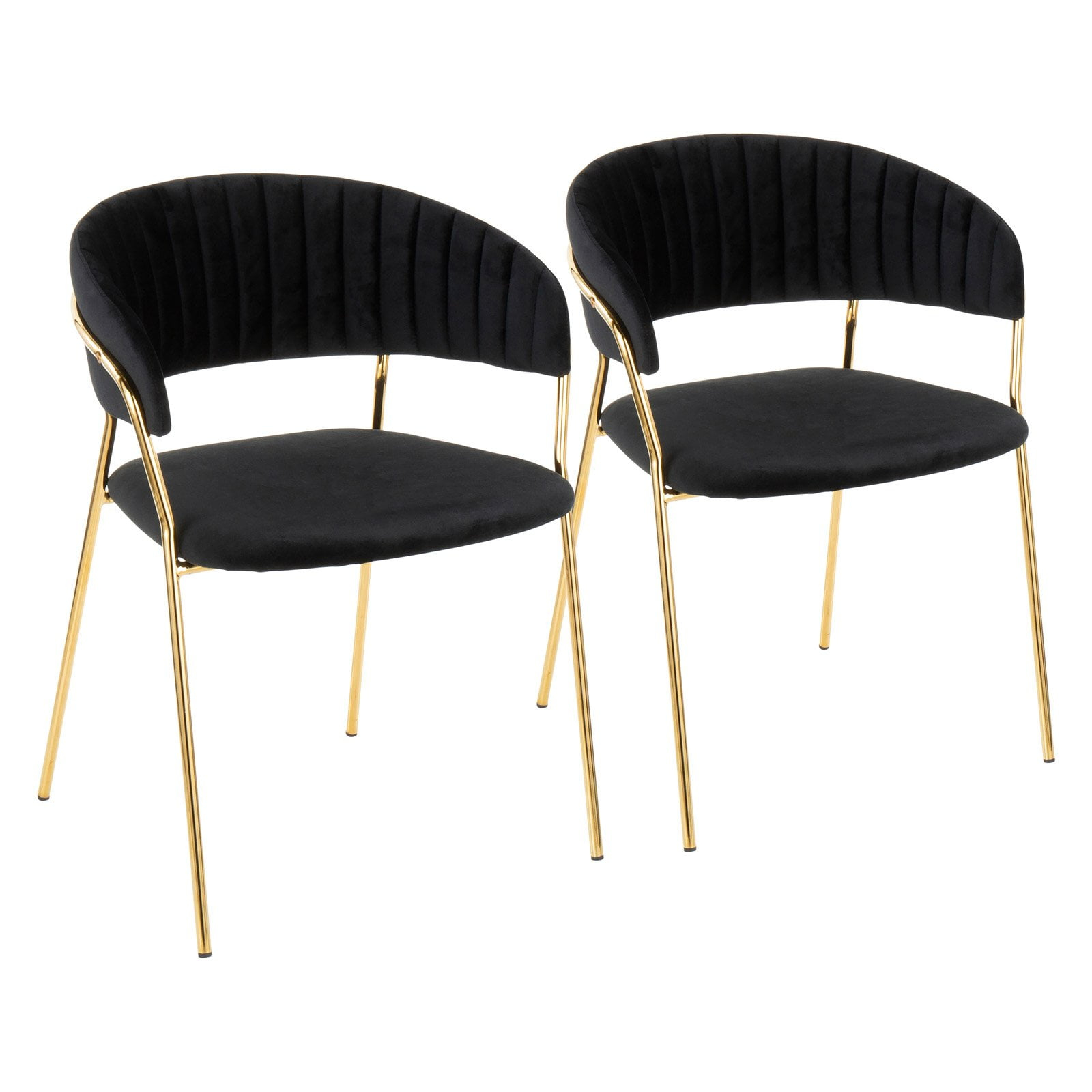 Tania Contemporary-Glam Chair in Gold Metal with Black Velvet by LumiSource - Set of 2
