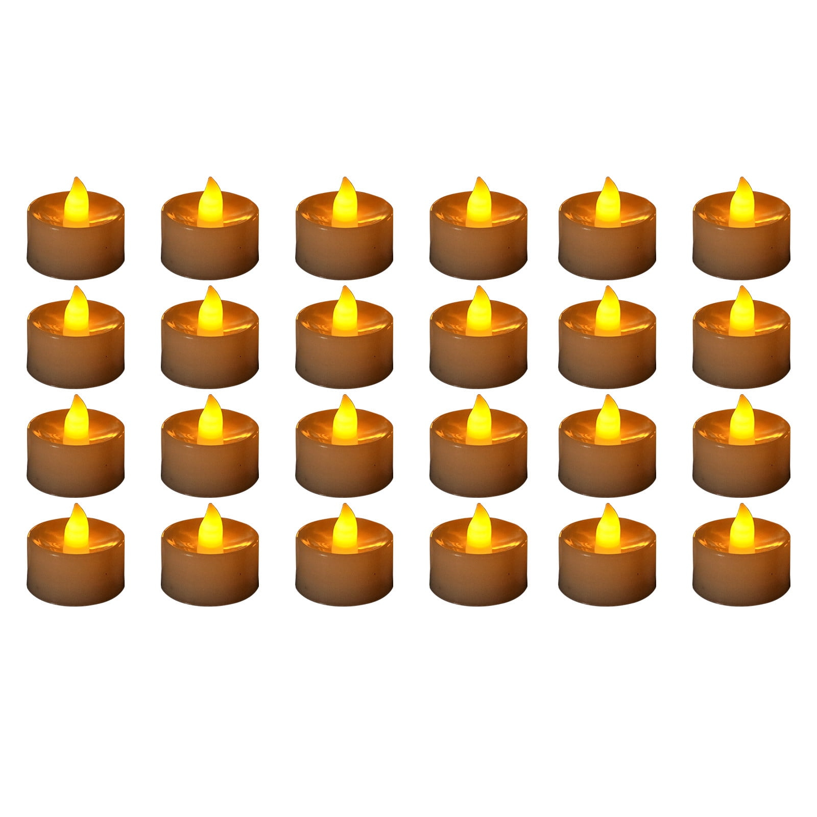 Beautynvta Clearance 24 Pack Flameless LED Candles, Battery Operated LED Tea Lights, Fake Tealights Candles, Electric Candles for Table Holiday Decor, Yellow Light, White