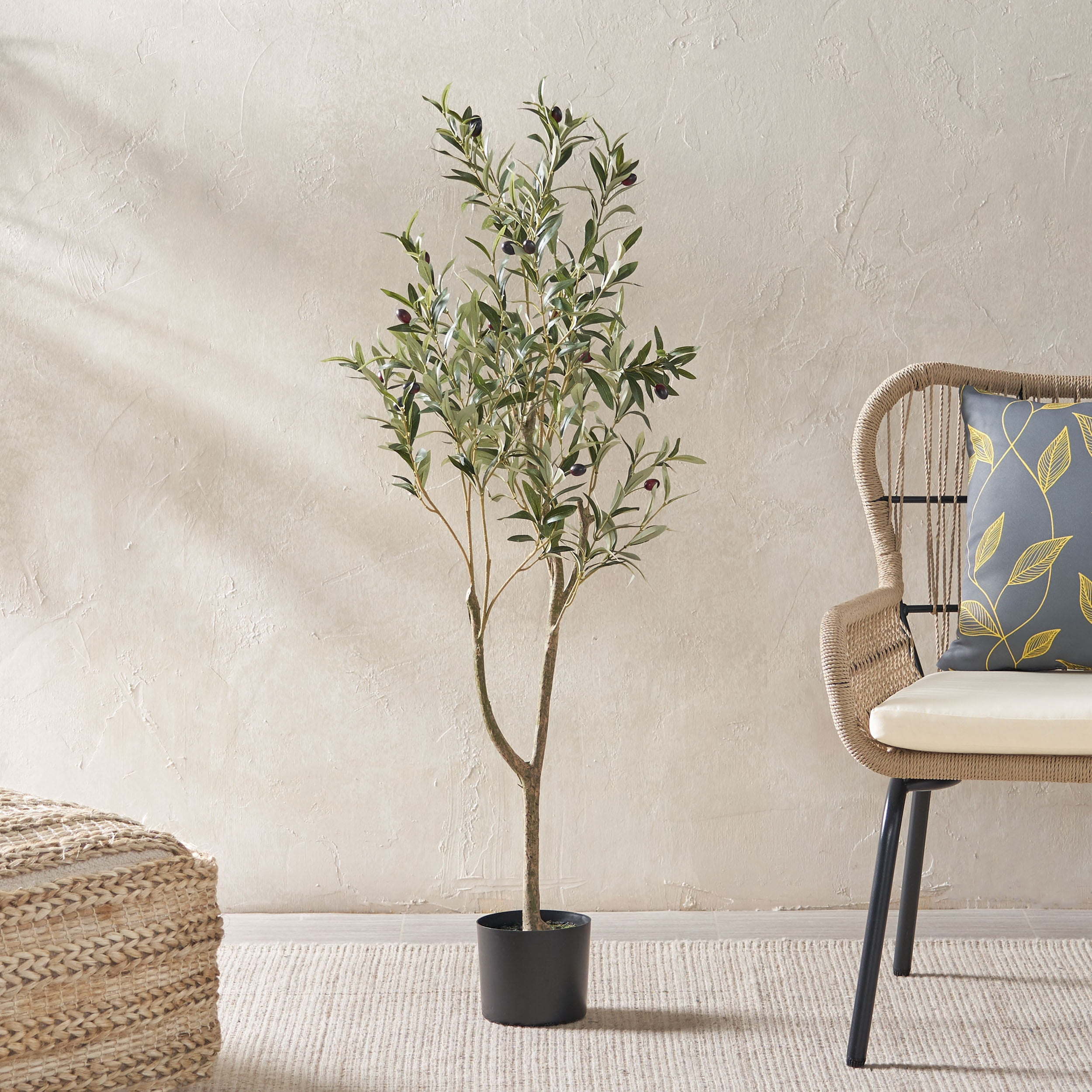 Taos 4' x 1.5' Artificial Tabletop Olive Tree, Green