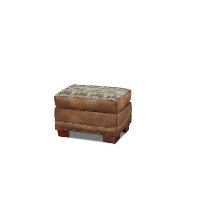 American Furniture Classics 26.5" Microfiber Alpine Lodge Ottoman in Brown