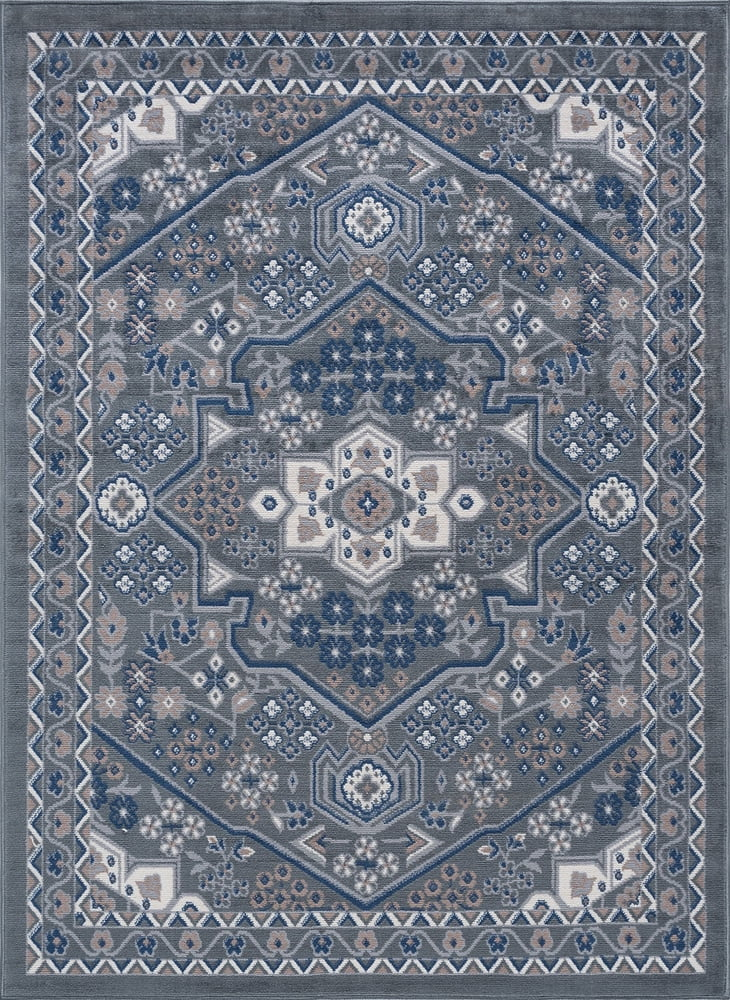 Tayse Hampton Area Rug HMP4009 Traditional Gray Petals Bulbs 5' x 7' Rectangle
