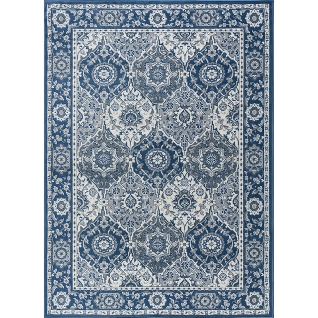 Tayse Madison Area Rug MDN3607 Traditional Navy Rings Repeat 2' 3" x 7' 3" Rectangle