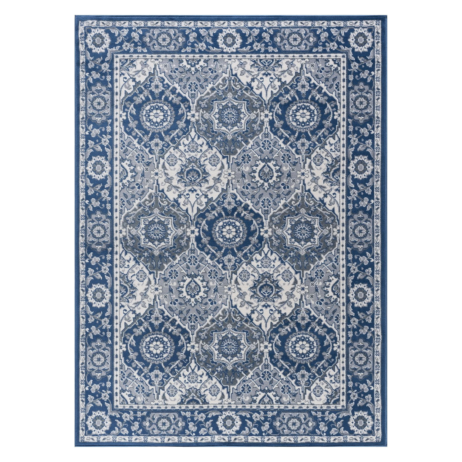 Tayse Madison Area Rug MDN3607 Traditional Navy Rings Repeat 2' x 3' Rectangle