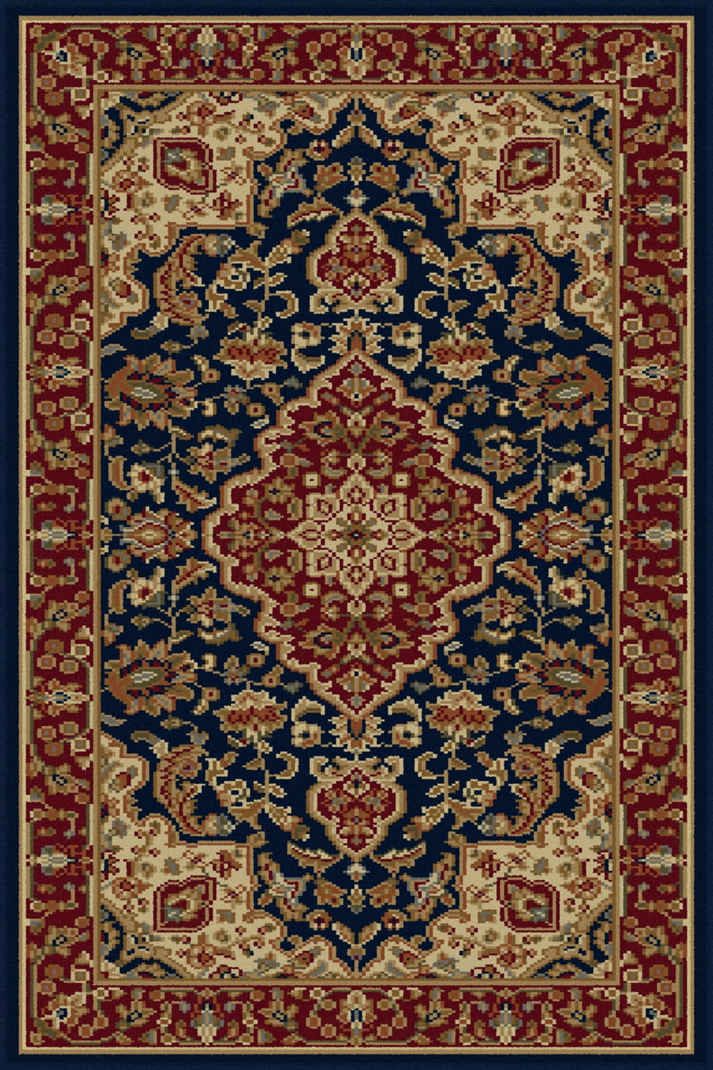 Tayse Sensation Area Rug 4787 NAVY Traditional Navy Blue Bordered Medallion 2' x 3' Rectangle