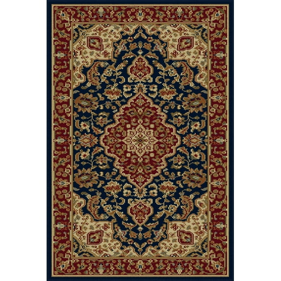 Tayse Sensation Area Rug 4787 NAVY Traditional Navy Blue Bordered Medallion 2' x 3' Rectangle