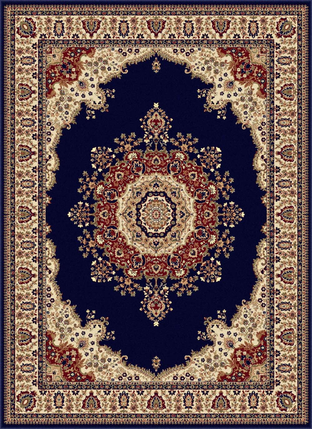 Tayse Sensation Area Rug 4707 NAVY Traditional Navy Blue Medallion Circle 8' 9" x 12' 3" Rectangle