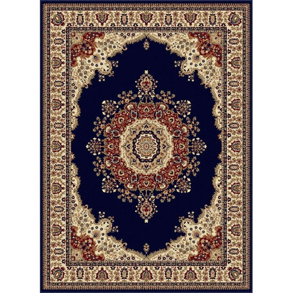 Tayse Sensation Area Rug 4707 NAVY Traditional Navy Blue Medallion Circle 8' 9" x 12' 3" Rectangle