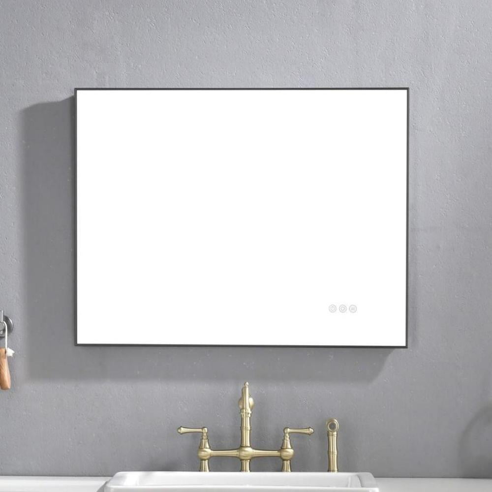 Tcbosik 32" x 24" LED Bathroom Mirror, Anti-Fog Wall Vanity Mirror with Backlit, Smart Touch Button, Memory Function, Stepless Dimmable Makeup Mirror with 3-Color Lighting, Horizontal/Vertical