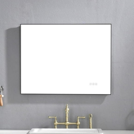 Tcbosik 32" x 24" LED Bathroom Mirror, Anti-Fog Wall Vanity Mirror with Backlit, Smart Touch Button, Memory Function, Stepless Dimmable Makeup Mirror with 3-Color Lighting, Horizontal/Vertical