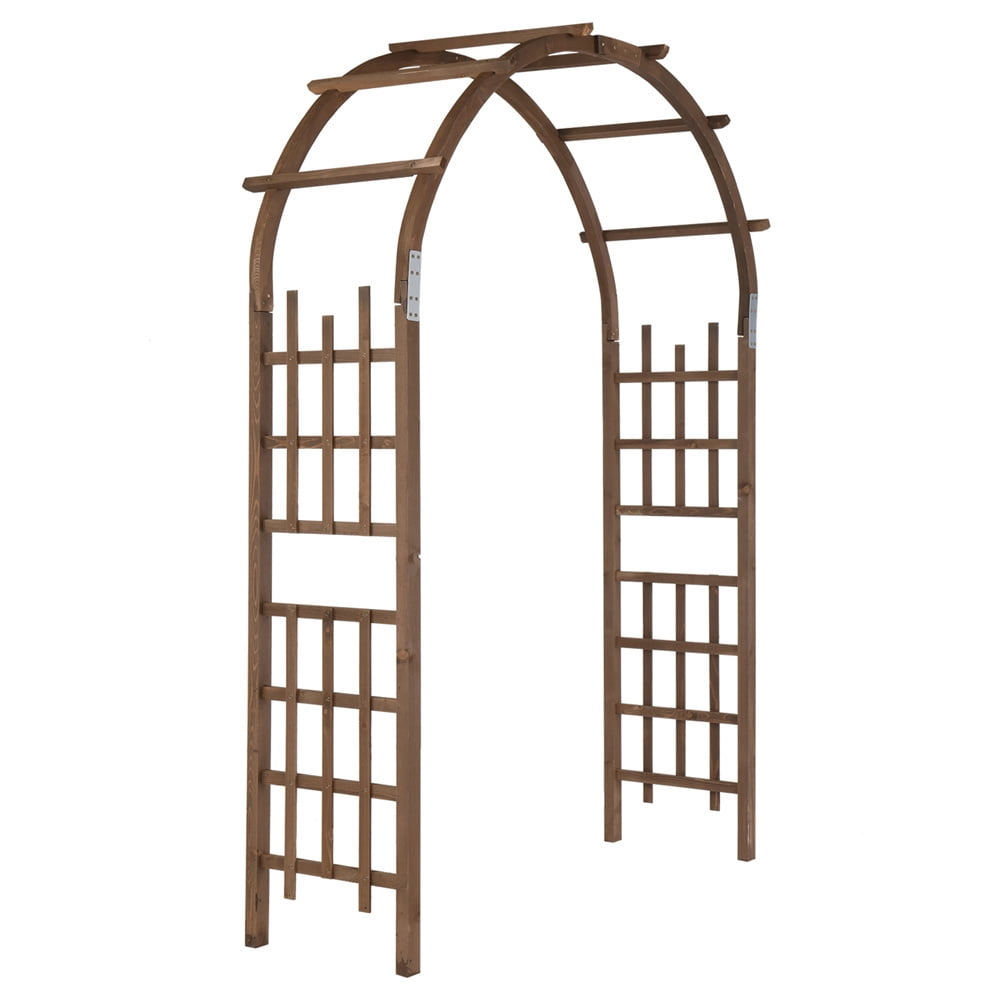 Tcbosik 7ft Garden Arch, Wooden Wedding Arbor, Backdrop Stand for Ceremony Party and Garden Decor, Dark Brown