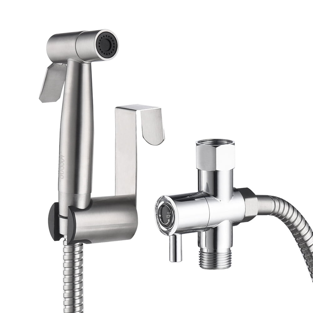 Silver Stainless Steel Handheld Bidet Sprayer with Dual Pressure Modes