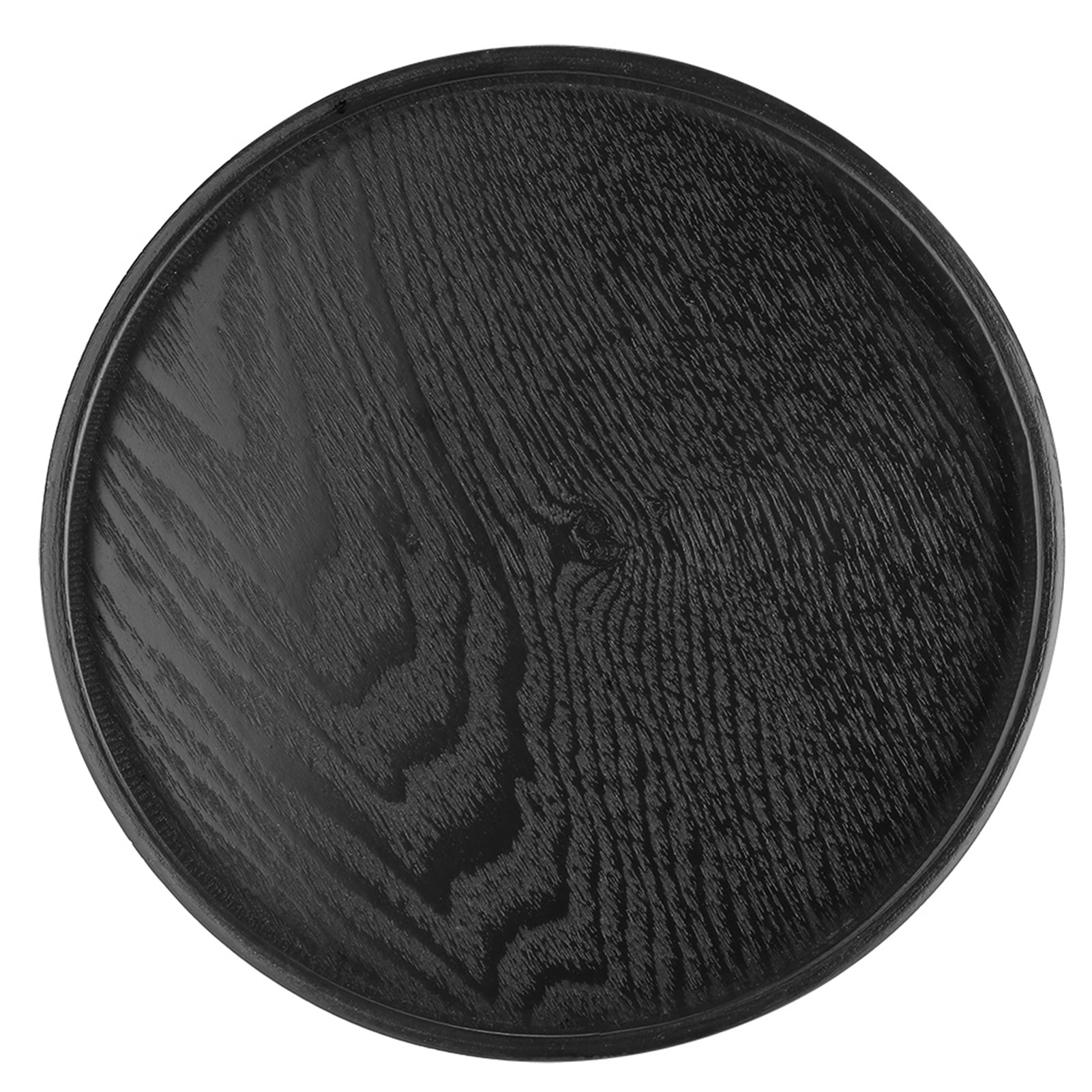 Tea Tray,Round Solid Wood Serving Tray Large Tea Coffee Snack Food Meals Serving Plate Non-Slip Kitchen Party Bar Server Breakfast Tray with Raised Edges [30cm]