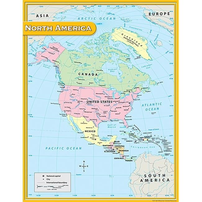 Teacher Created Resources North America Map Chart, Multi Color (7655)