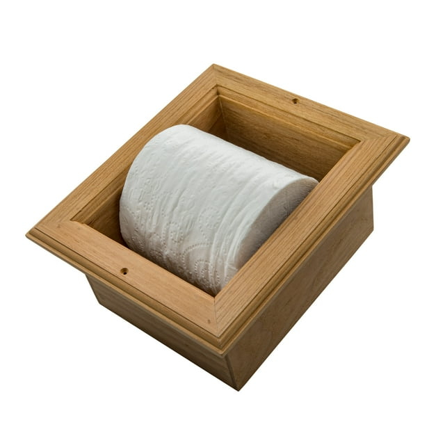 Teak Recessed Toilet Paper Holder - 8-3/4" L x 7-1/2" W x 4" D