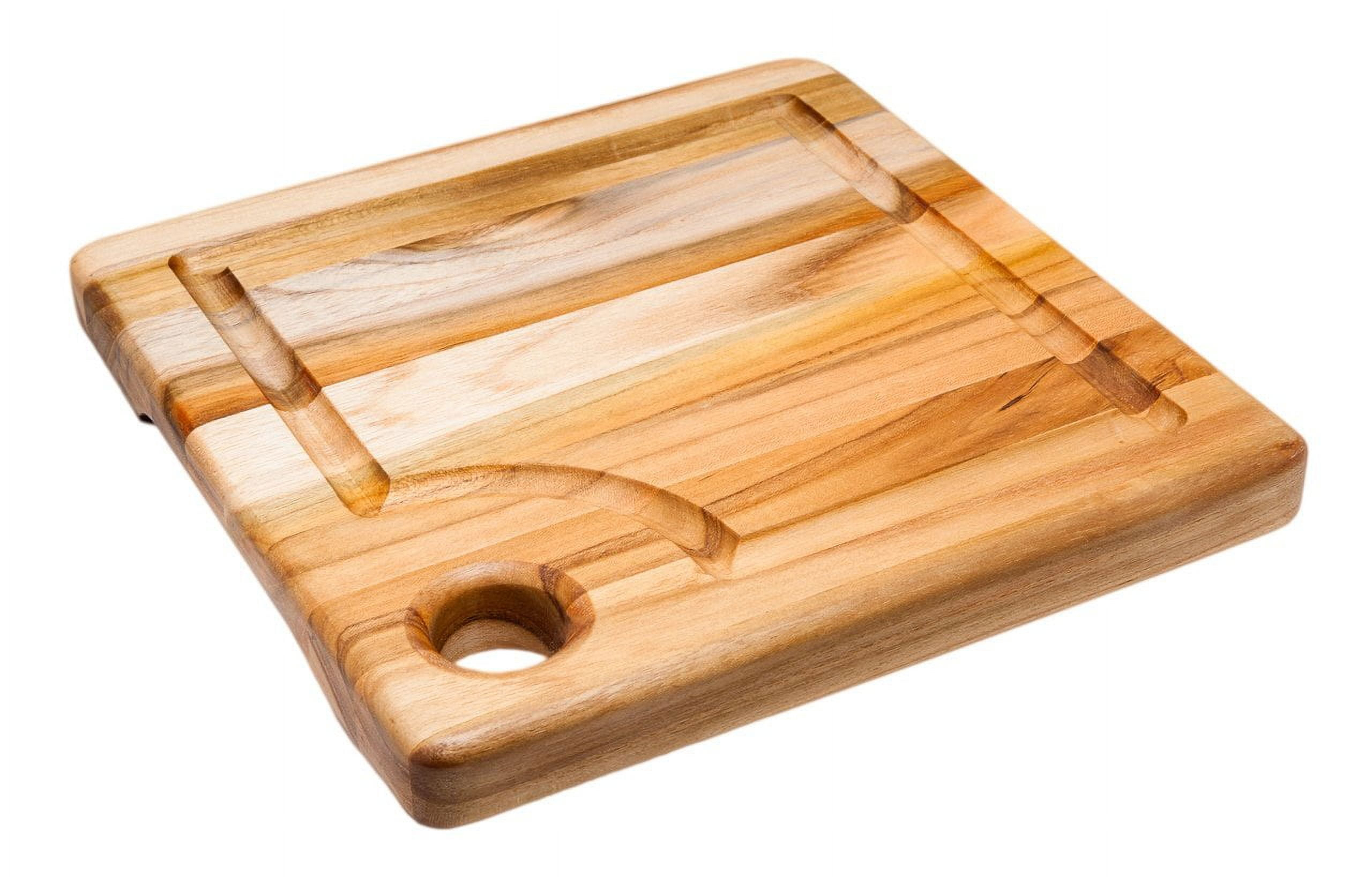 TeakHaus Edge Grain Marine Board w/Corner Hole + Juice Canal (Square) | 8" x 8" x 0.75"